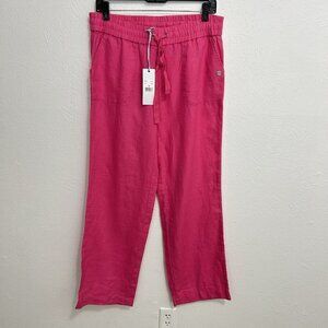 Southern Tide New 100% Pink Linen Wide Leg Pant‎ Elastic Waist Drawstring Size S